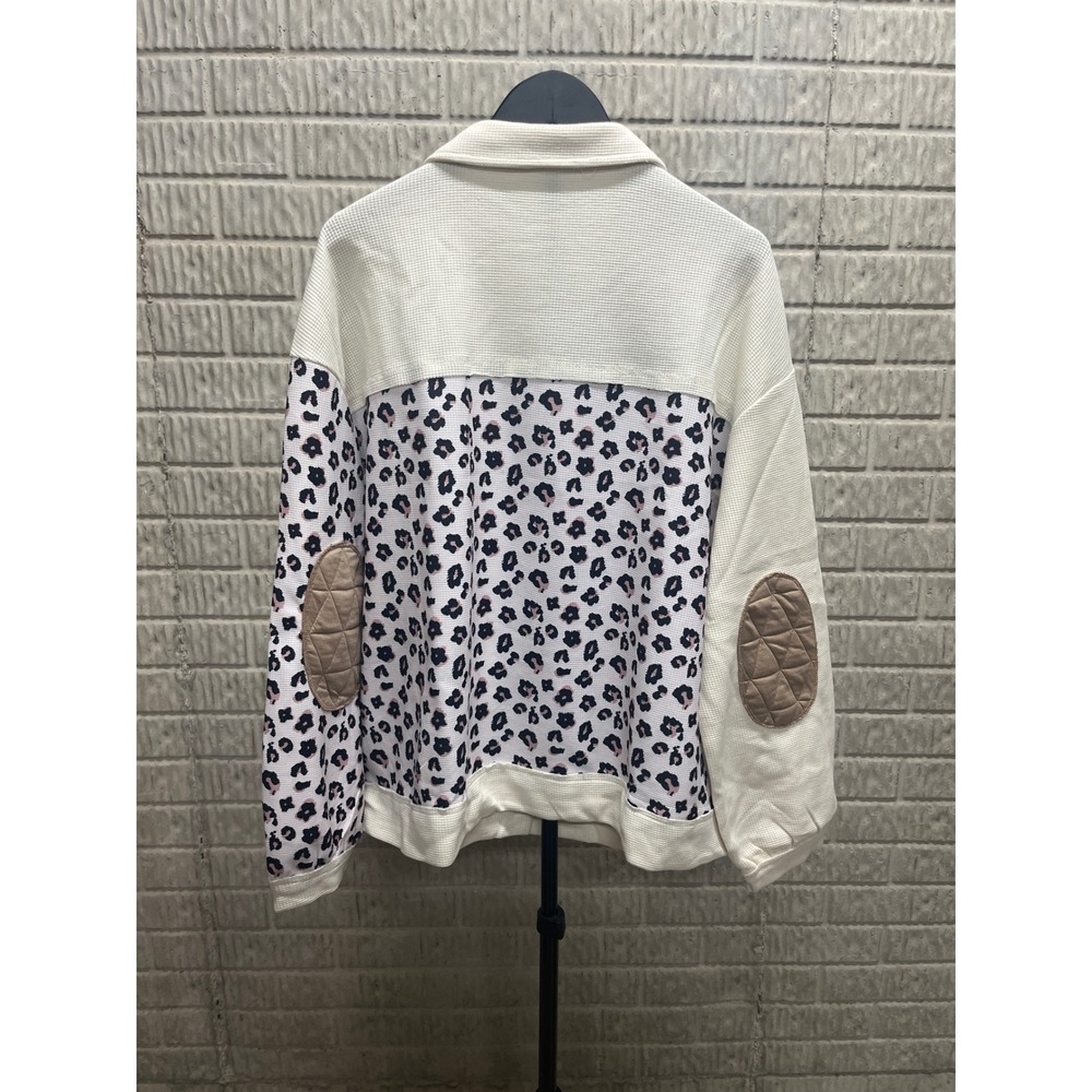 Patchwork Leopard Print Quilted Jacket Womens Xl … - image 2